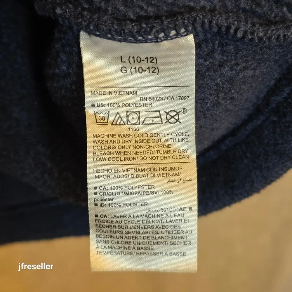 Old Navy Shawl Collar Fleece Sweater Pullover Youth Boys L (10-12) Blue Button
